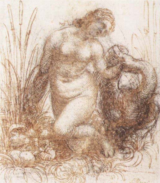 Study for a kneeling Leda